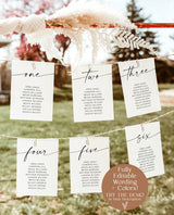 Table Seating Chart Template | Minimalist Wedding Seating Cards