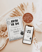 Bride or Die Bachelorette Invitation Template | Till Death Do Us Party Bachelorette
