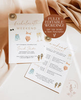 Bachelorette Party Invitation Template | Tropical Bachelorette Itinerary