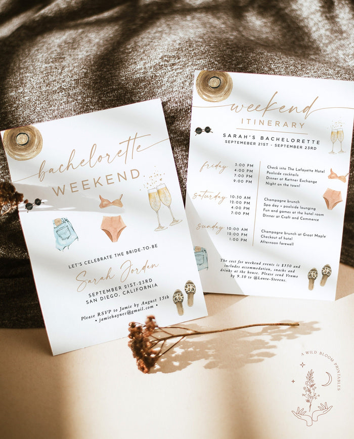 Bachelorette Party Invitation Template | Tropical Bachelorette Itinerary