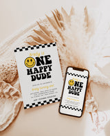 One Happy Dude Birthday Invite Template | Smiley Face Birthday Invite