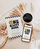 One Happy Dude Birthday Invite Template | Smiley Face Birthday Invite