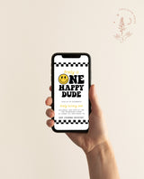 One Happy Dude 1st Birthday Evite Invitation | Smiley Face Birthday Invite