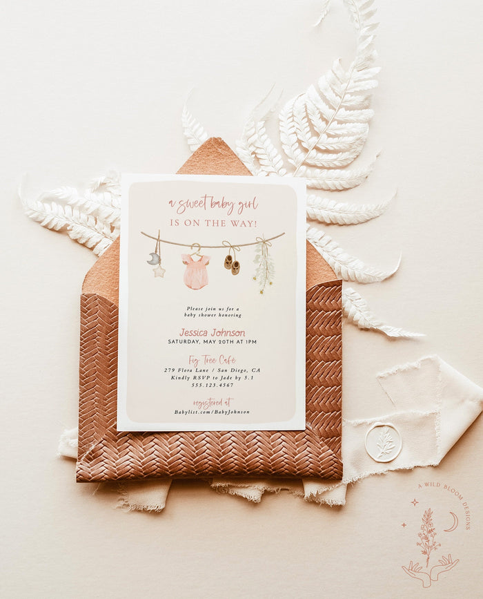 Girl Baby Shower Invitation | Baby Clothes Shower Invite