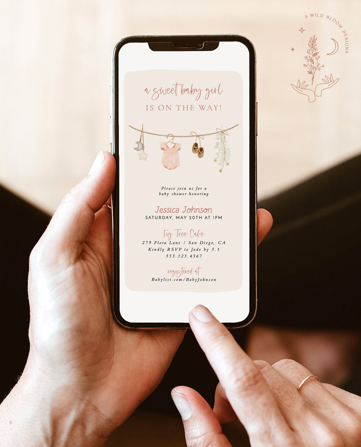 Girl Baby Shower Text Invite | Boho Baby Shower Invite
