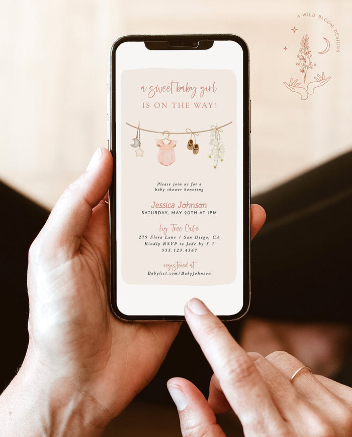 Girl Baby Shower Text Invite | Boho Baby Shower Invite