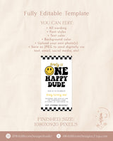 One Happy Dude 1st Birthday Evite Invitation | Smiley Face Birthday Invite