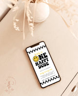 One Happy Dude 1st Birthday Evite Invitation | Smiley Face Birthday Invite