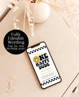 One Happy Dude 1st Birthday Evite Invitation | Smiley Face Birthday Invite