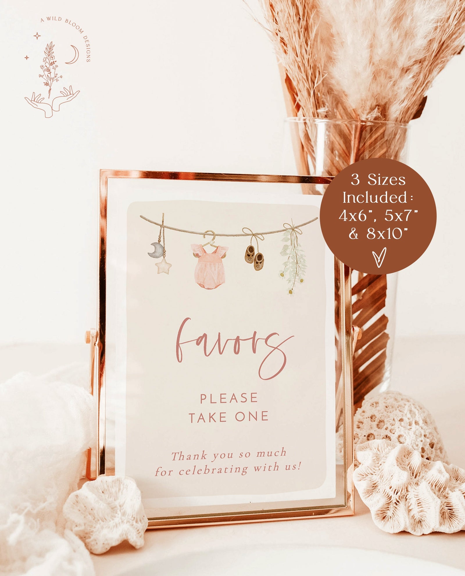 Baby Shower Favors Sign Girl Baby Shower – Wild Bloom Design Studio