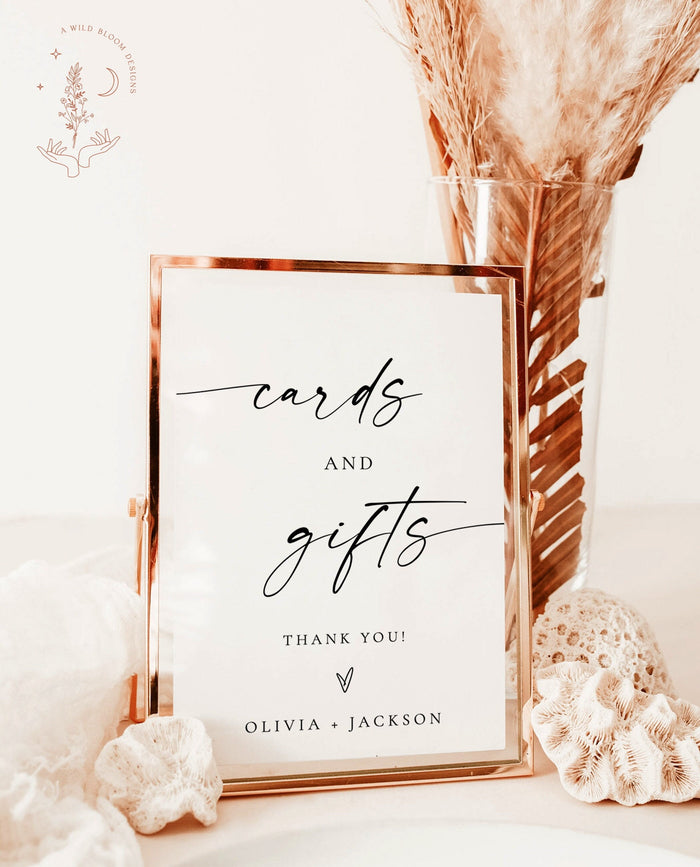 Cards and Gifts Sign Template | Modern Minimalist Wedding Sign