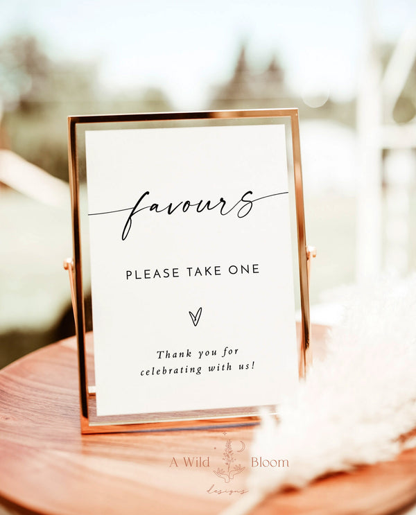 Minimalist Favours Sign Template | Modern Wedding Favours Sign | Wedding Favours Sign | Boho Shower Favours Sign | Editable Template | M9