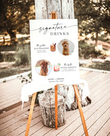 Signature Drinks Sign Template | Pet Signature Cocktail Sign | Minimalist Wedding Bar Menu | His and Hers Bar Sign | Editable Template | M9