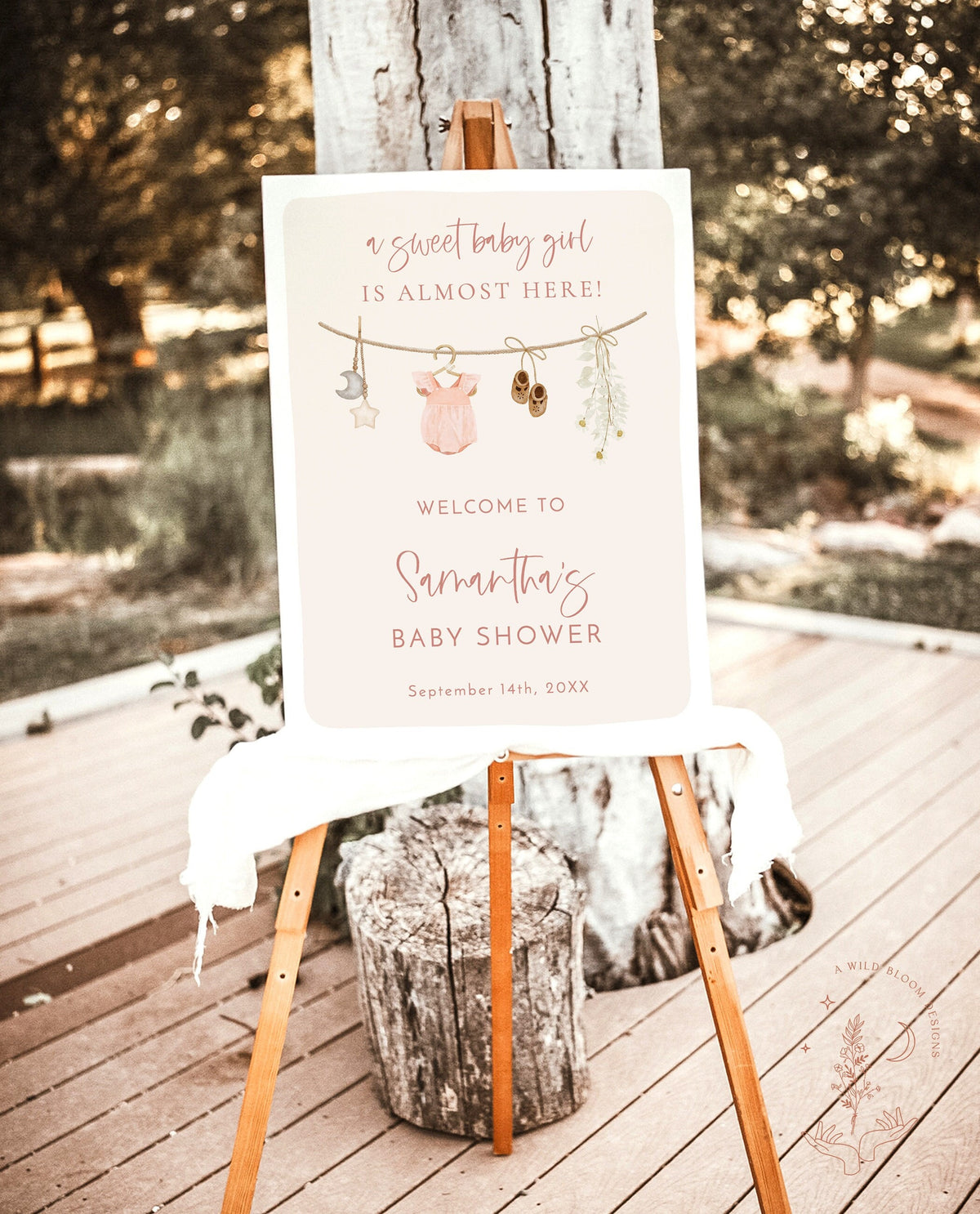Girl Baby Shower Welcome Sign | Boho Baby Shower