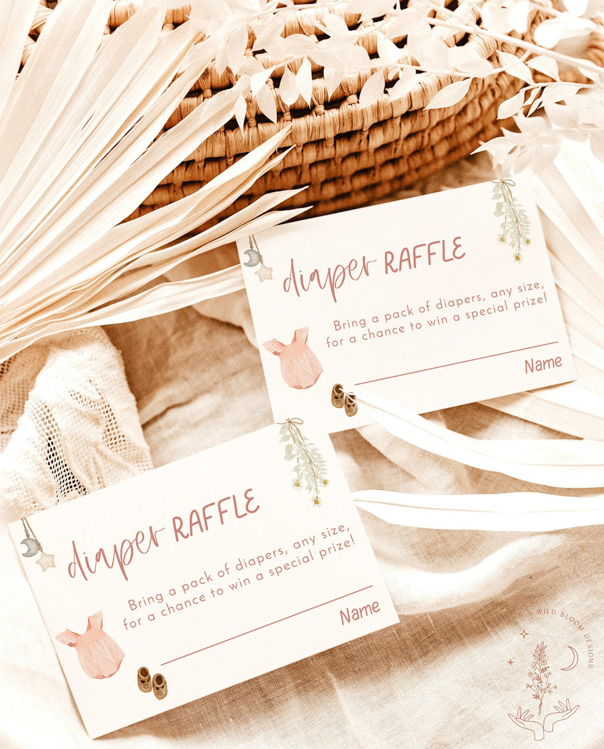 Modern Minimalist Diaper Raffle Card | Boho Diaper Raffle Ticket