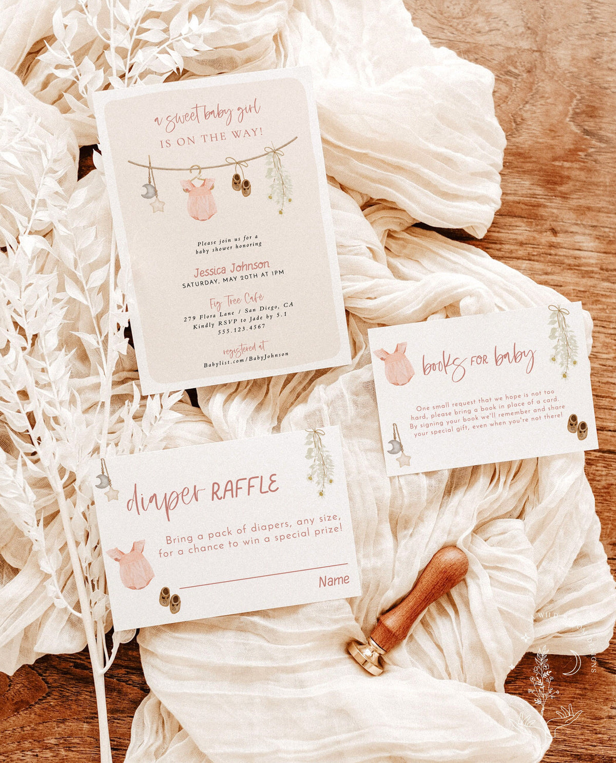 Girl Baby Shower Invitation | Boho Baby Shower Invite Bundle
