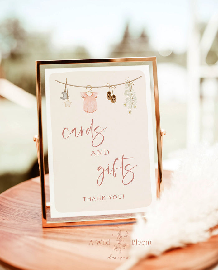 Cards and Gifts Sign Template | Boho Baby Shower Sign