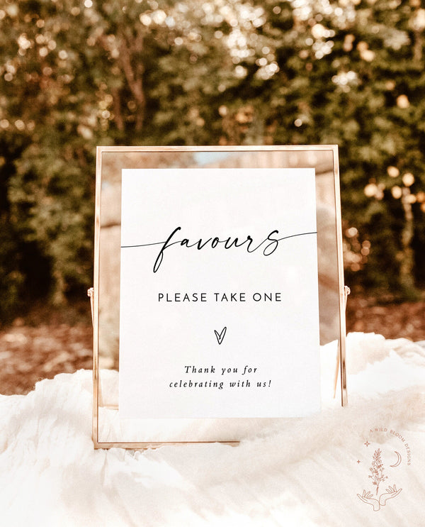 Minimalist Favours Sign Template | Modern Wedding Favours Sign | Wedding Favours Sign | Boho Shower Favours Sign | Editable Template | M9