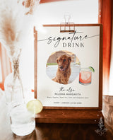 Signature Drinks Sign Template | Pet Signature Cocktail Sign | Minimalist Wedding Bar Menu | His and Hers Bar Sign | Editable Template | M9