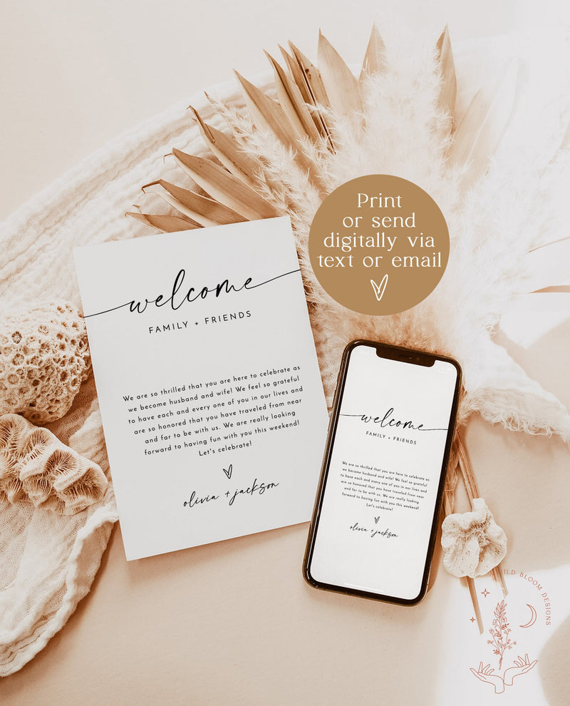Minimalist Wedding Events Card | Modern Weekend Events | Wedding Itinerary | Welcome Bag | Wedding Timeline Schedule | Editable Template M9