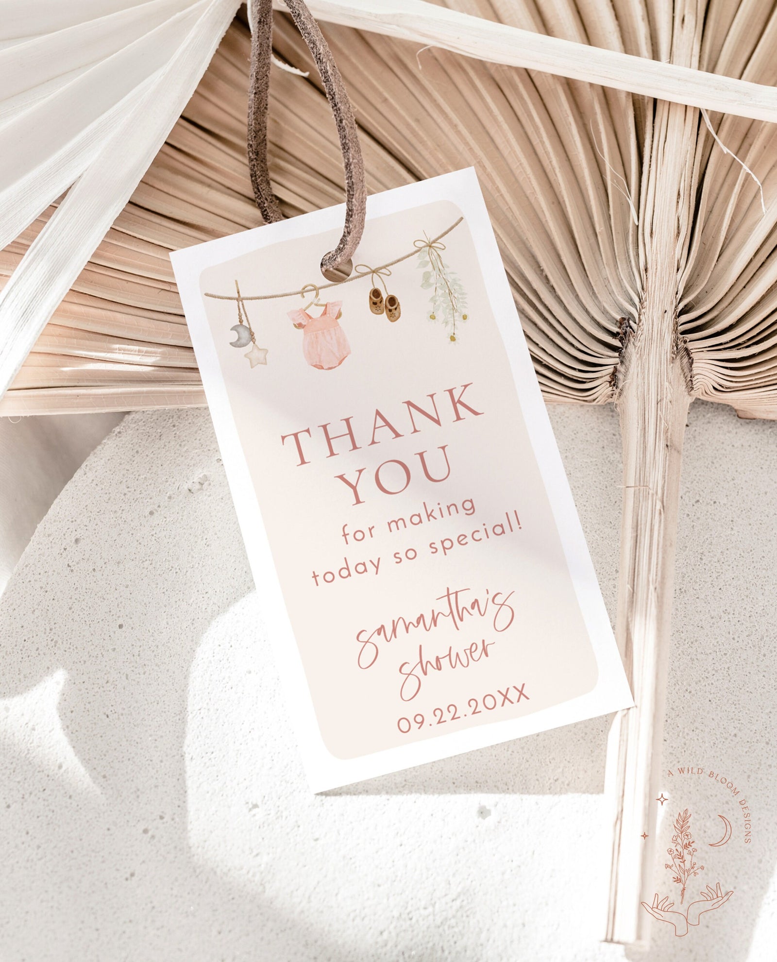 Baby Shower Thank You Tags | Boho Thank You Tags – Wild Bloom Design Studio for Bridal Shower Thank You Tags Free Printable