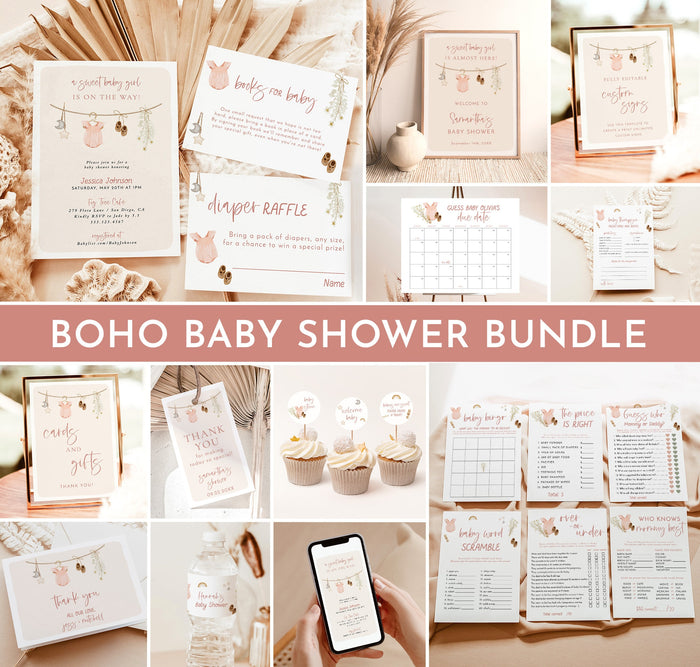 Boho Baby Shower Bundle | Girl Baby Shower Bundle