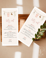 Boho Baby Shower Menu | Baby Shower Menu