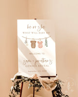 Modern Gender Reveal Welcome Sign | Beige Gender Reveal Poster