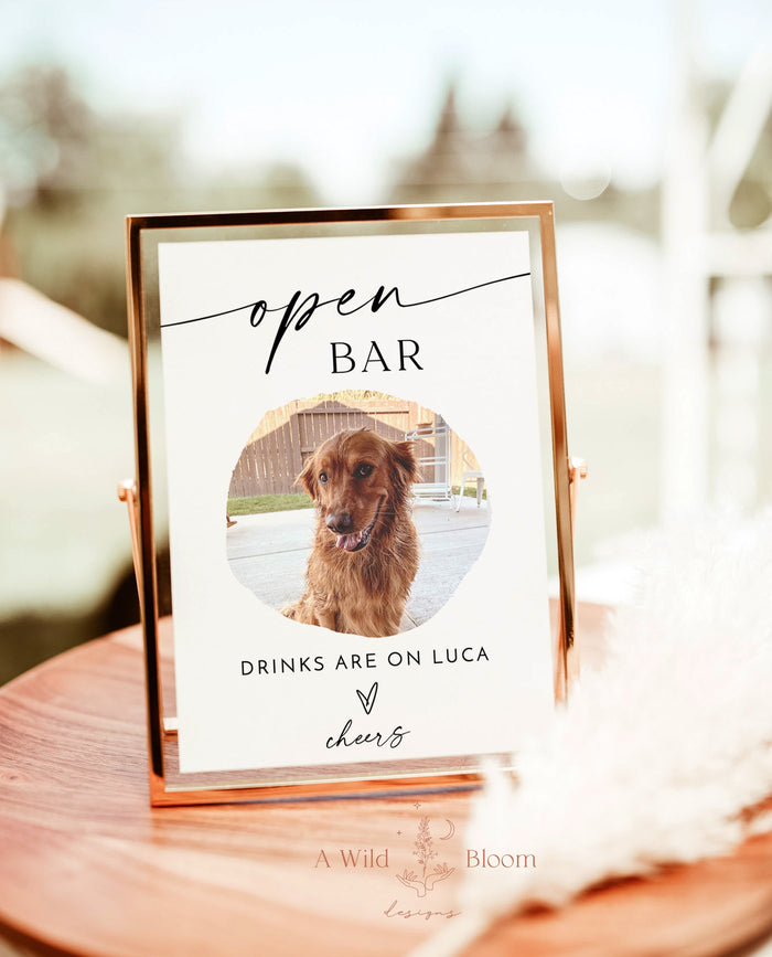 Open Bar Sign Template | Modern Minimalist Wedding Sign
