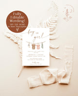 Gender Reveal Invitation Template | Modern Gender Neutral Reveal Invite