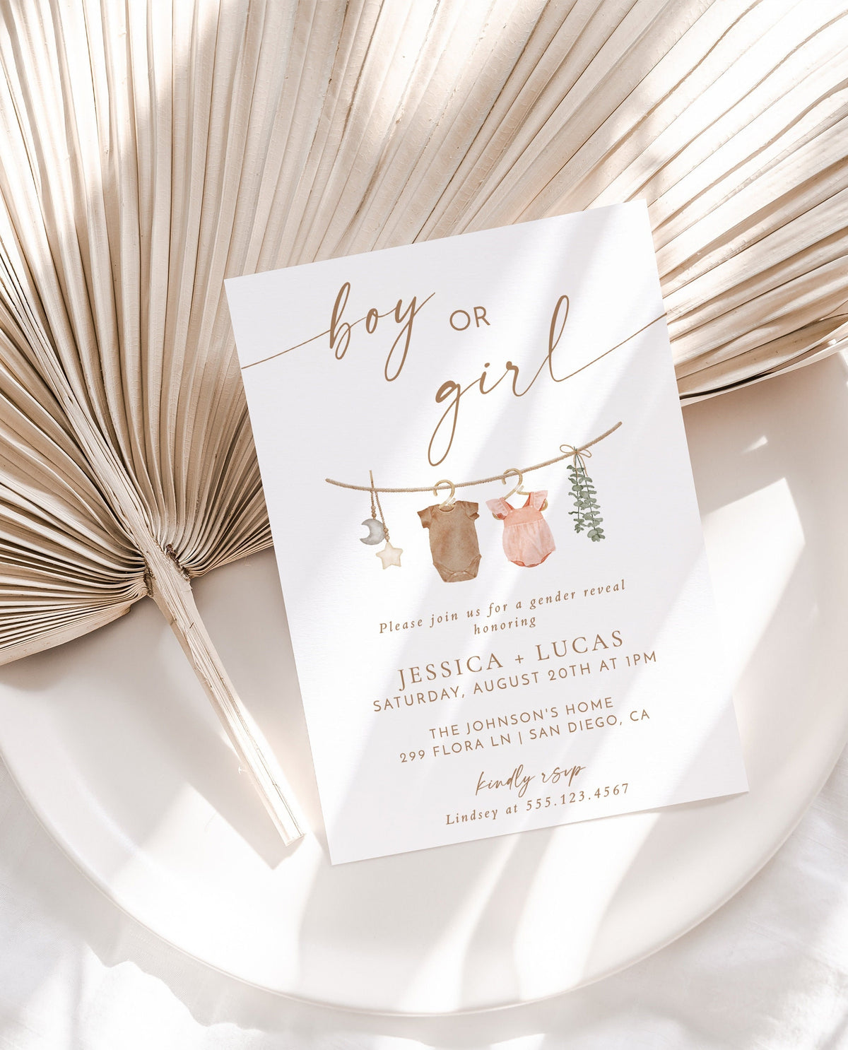 Gender Reveal Invitation Template | Modern Gender Neutral Reveal Invite