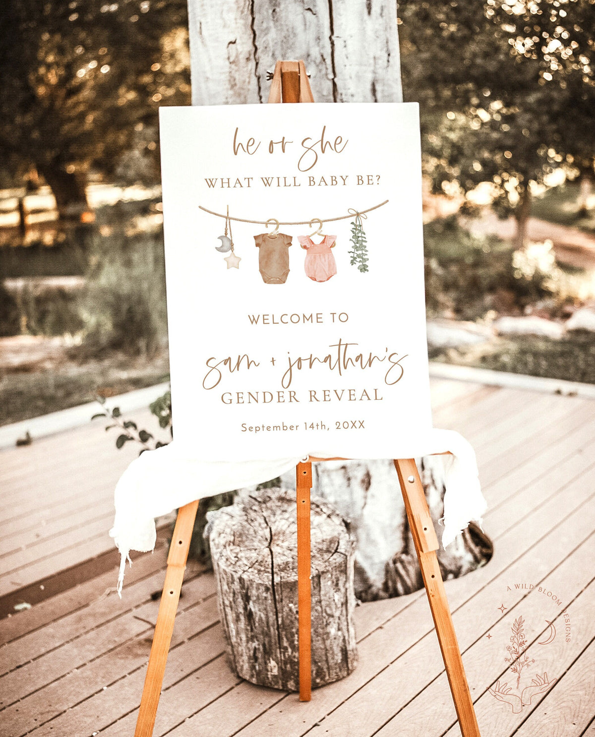 Modern Gender Reveal Welcome Sign | Beige Gender Reveal Poster