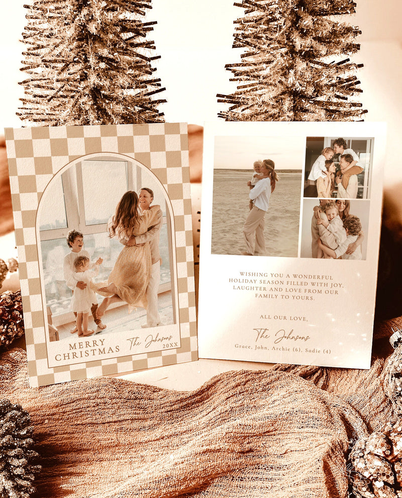 Photo Christmas Card Template | Minimalist Christmas Card | Arch Christmas Card | Boho Holiday Card | Merry Christmas | Editable Template C4