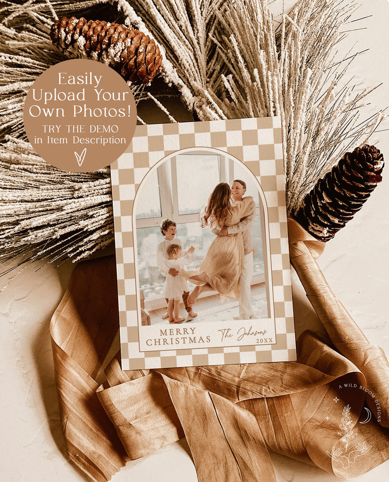 Photo Christmas Card Template | Minimalist Christmas Card | Arch Christmas Card | Boho Holiday Card | Merry Christmas | Editable Template C4