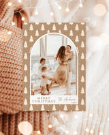 Photo Christmas Card Template | Arch Christmas Card | Boho Holiday Card | Christmas Tree Card | Merry Christmas | Editable Template M7