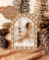 Photo Christmas Card Template | Arch Christmas Card | Boho Holiday Card | Christmas Tree Card | Merry Christmas | Editable Template M7