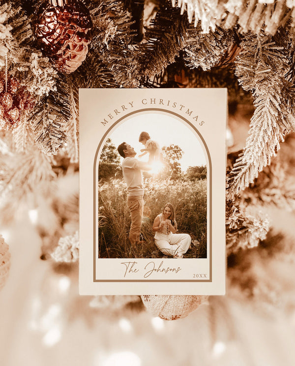 Photo Christmas Cards | Arch Christmas Card | Boho Holiday Card | Minimalist Christmas Card | Merry Christmas | Editable Template | M9