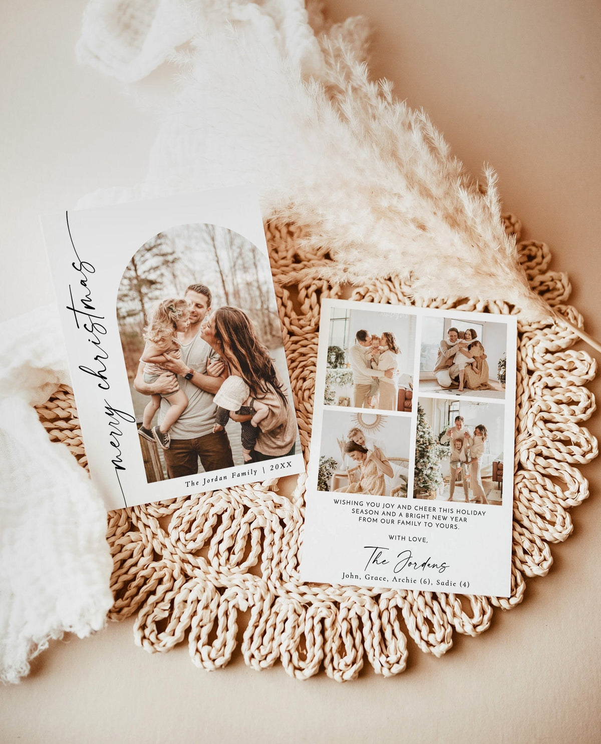 Photo Christmas Card Template | Boho Holiday Card