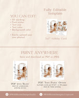 Photo Christmas Card Template | Boho Holiday Card