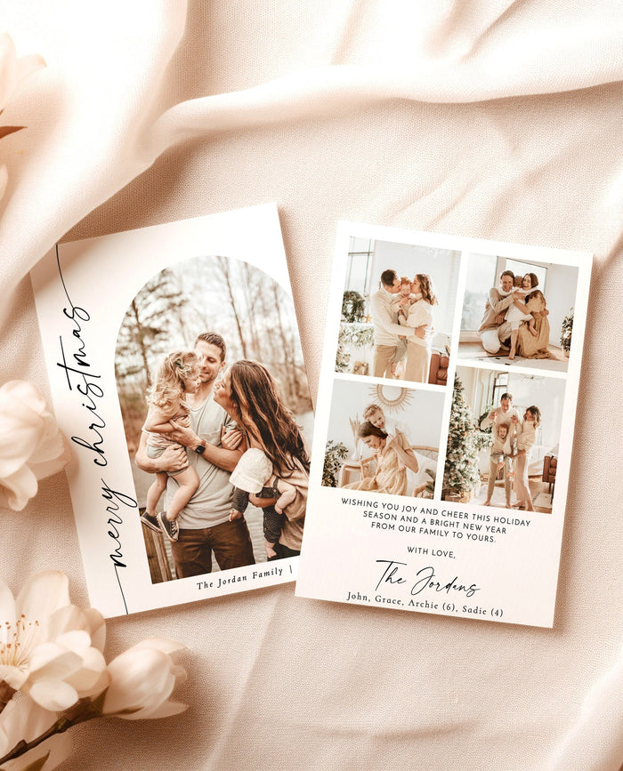 Photo Christmas Card Template | Boho Holiday Card