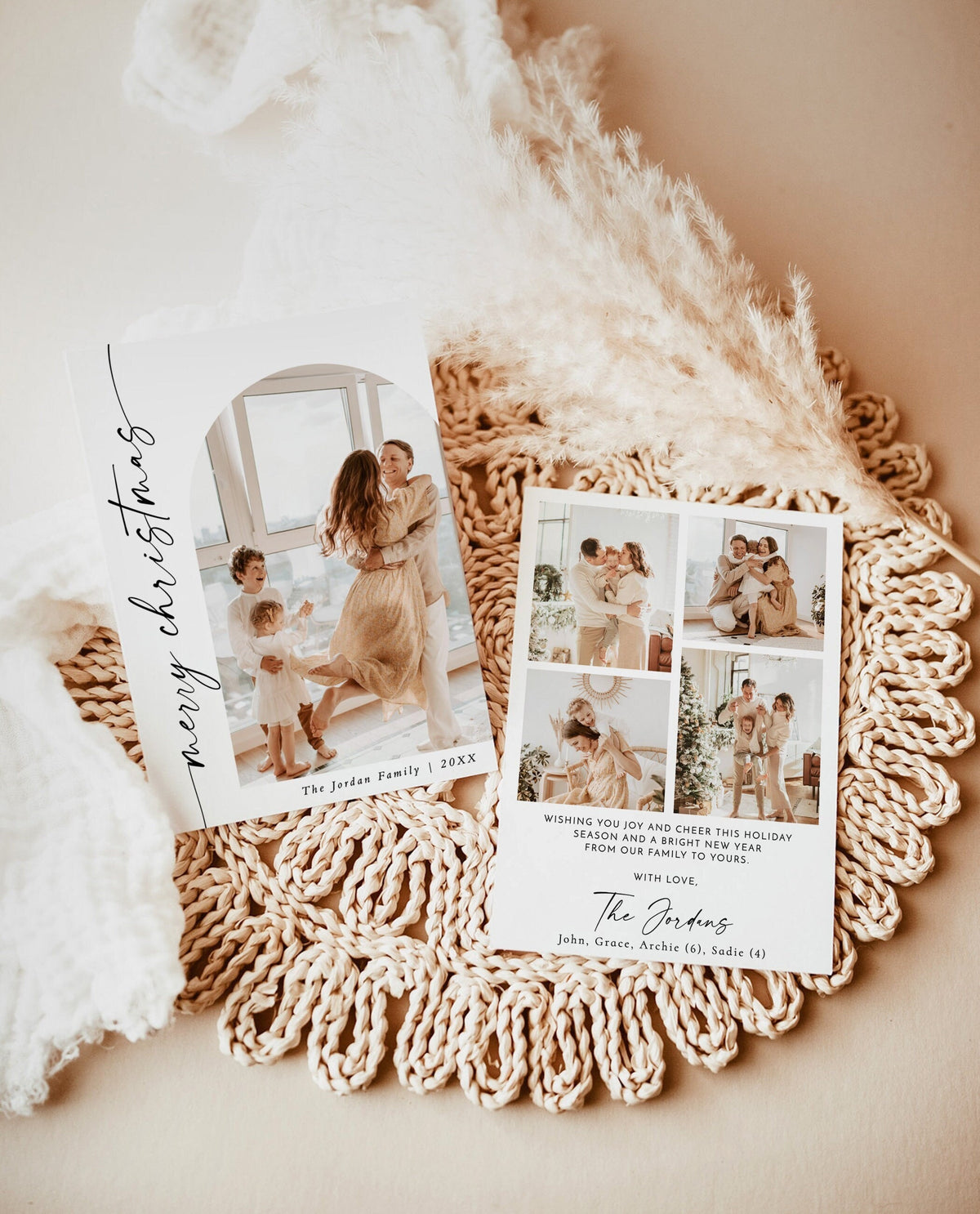 Photo Christmas Card Template | Boho Holiday Card