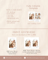 Photo Christmas Card Template | Boho Holiday Card