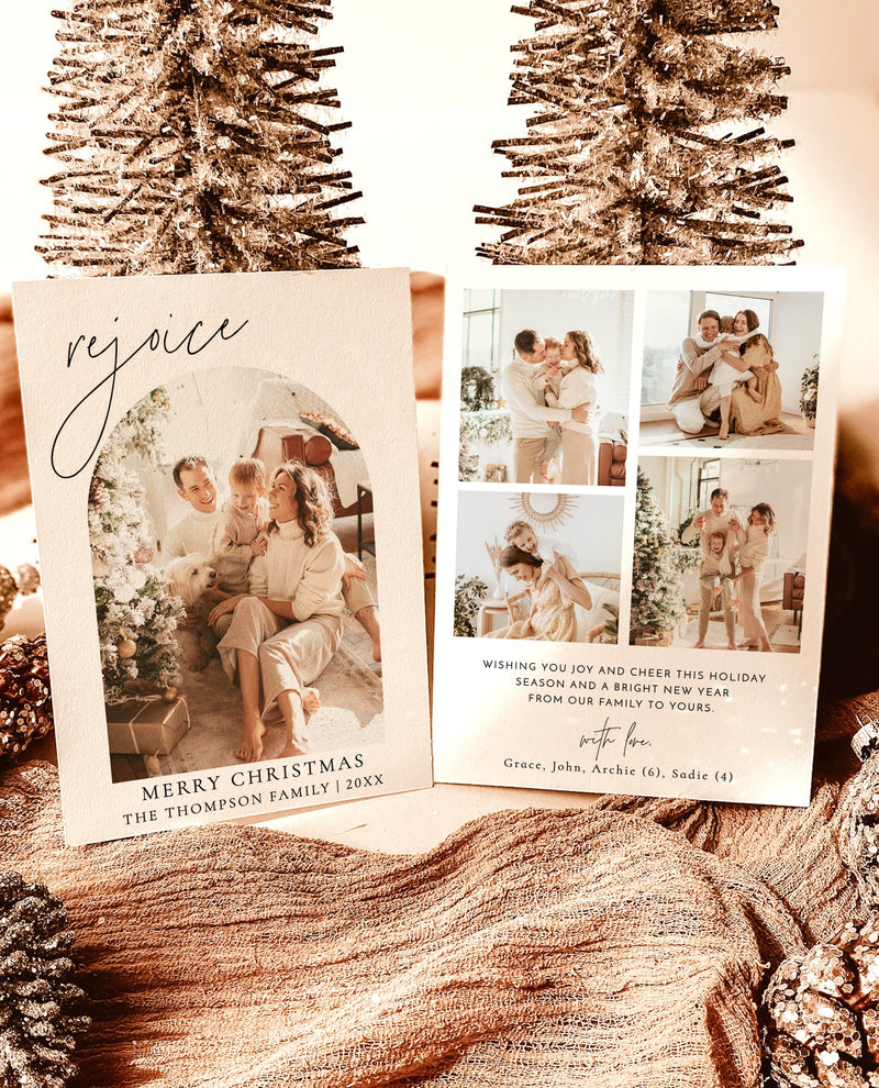 Photo Christmas Card Template | Minimalist Christmas Card | Boho Holiday Card | Arch Christmas Card | Merry Christmas | Editable Template M9
