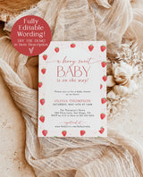 Strawberry Baby Shower Invitation Template | Girl Baby Shower