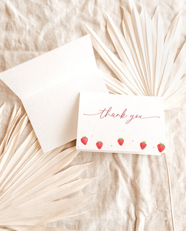 Strawberry Thank You Card Template Girl Baby Shower Thank You Berry First Birthday Thank You Card Berry Sweet Baby Shower Thank You Card B7