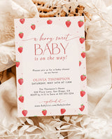 Strawberry Baby Shower Invitation Template | Girl Baby Shower
