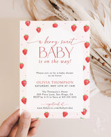Strawberry Baby Shower Invitation Template | Girl Baby Shower
