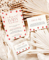 Strawberry Baby Shower Invitation Template | Berry Sweet Baby on the Way Invite