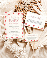 Strawberry Baby Shower Invitation Template | Berry Sweet Baby on the Way Invite