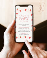 Strawberry Baby Shower Text Invite Girl Baby Shower Berry Sweet Baby on the Way Invite Strawberry Summer Baby Shower Editable Template | B7